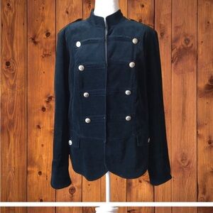 Marina Rinaldi Sport Black Long Sleeve Military Style Button Blazer Large